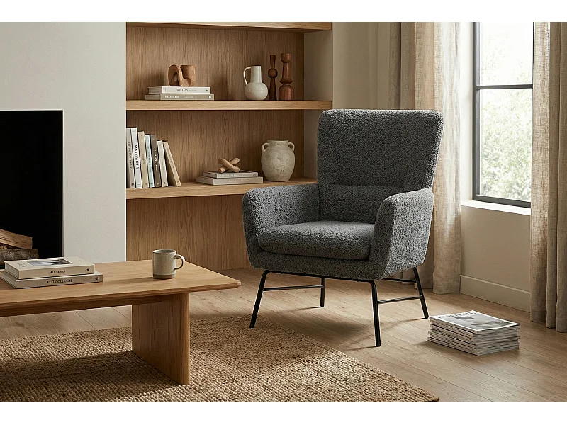 Fauteuil moderne en tissu couleur anthrazite – style contemporain - Breeze