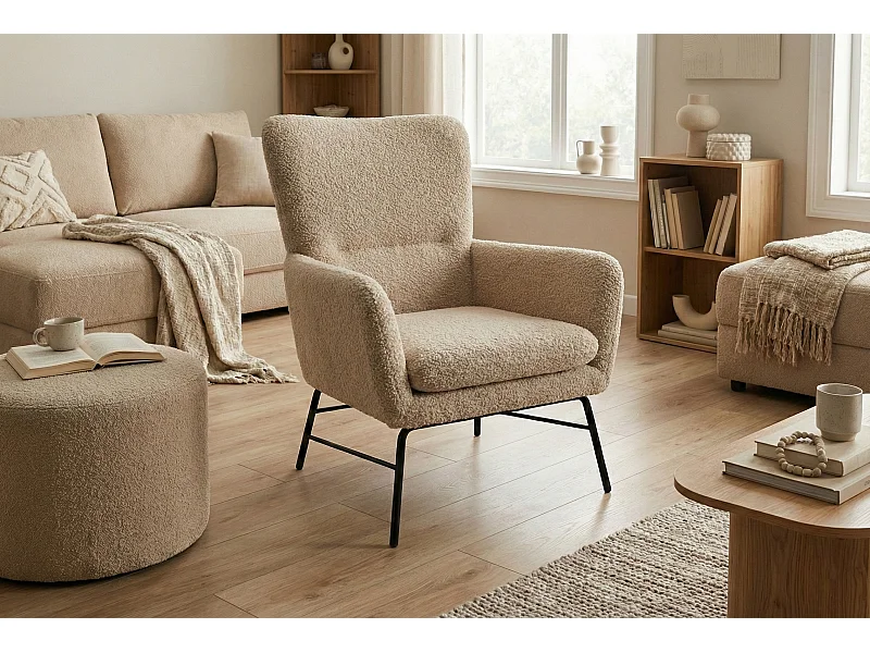 Moderne fauteuil van beige stof – eigentijdse stijl - Breeze