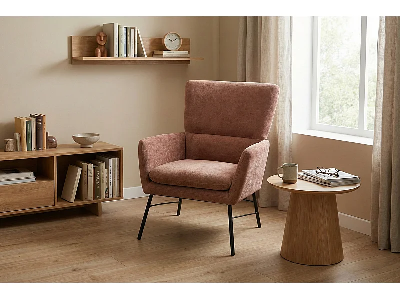 Fauteuil moderne en tissu couleur corail – style contemporain - Breeze