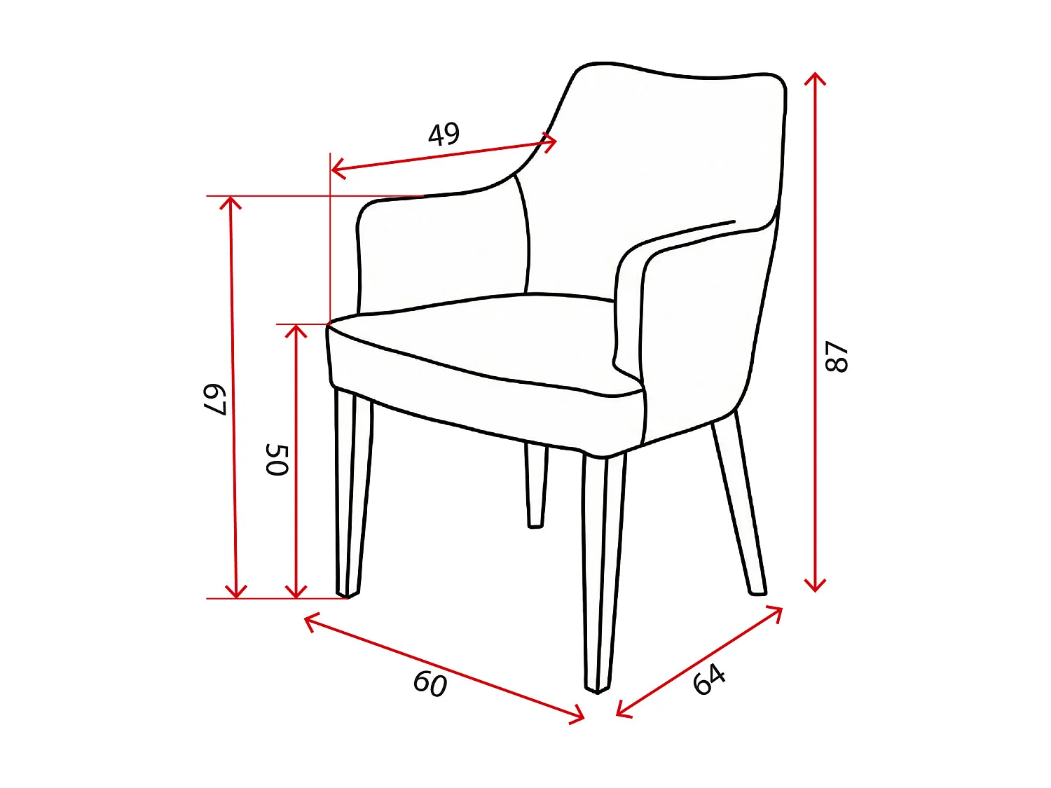 Chaise moderne Diamond Arm avec accoudoirs et pieds en bois