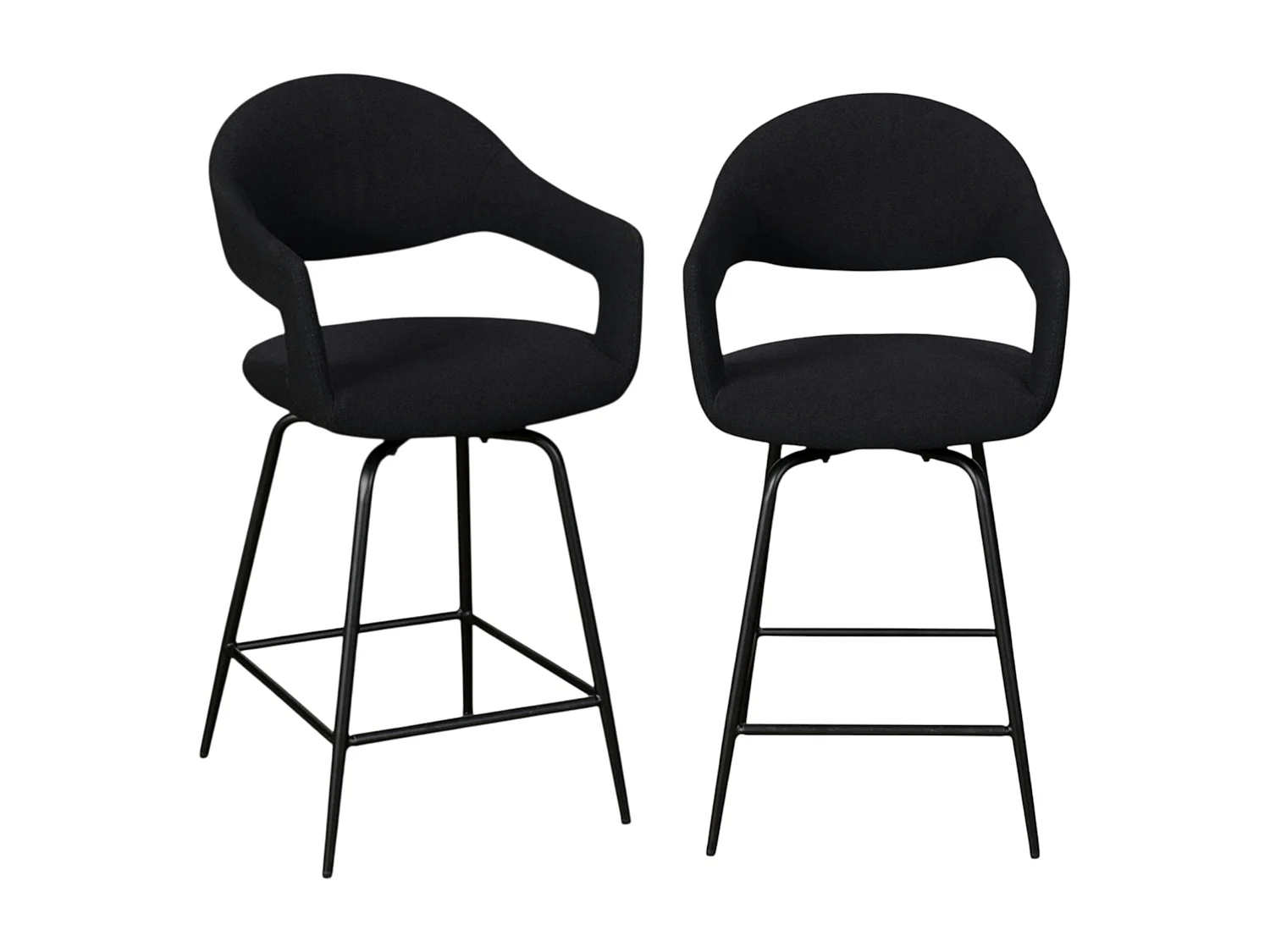 Chaise de bar pivotante noire à dossier ouvert (lot de 2) TREVI