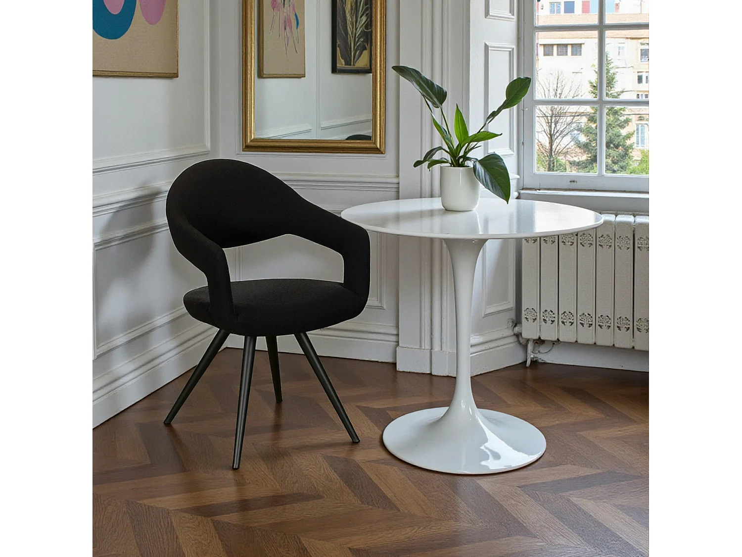 Chaise salle à manger noire à dossier ouvert (lot de 2) TREVI
