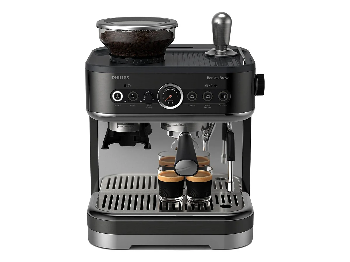 Cafetera semiautomática Philips Barista Brew PSA3218/10 negra con guía intuitiva para recetas de espresso
