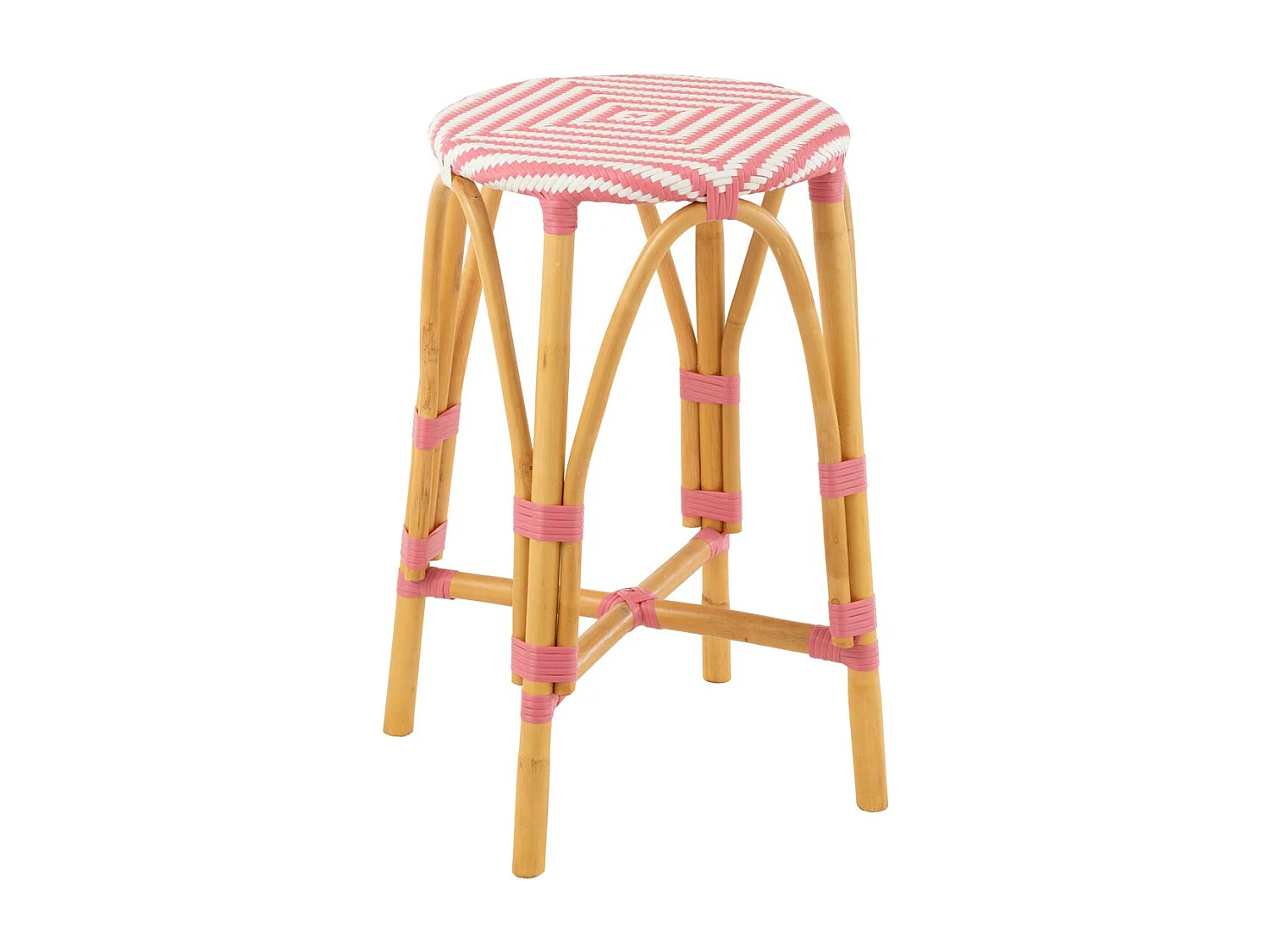 Tabouret de Bar en Rotin "Danial" 65cm Rose