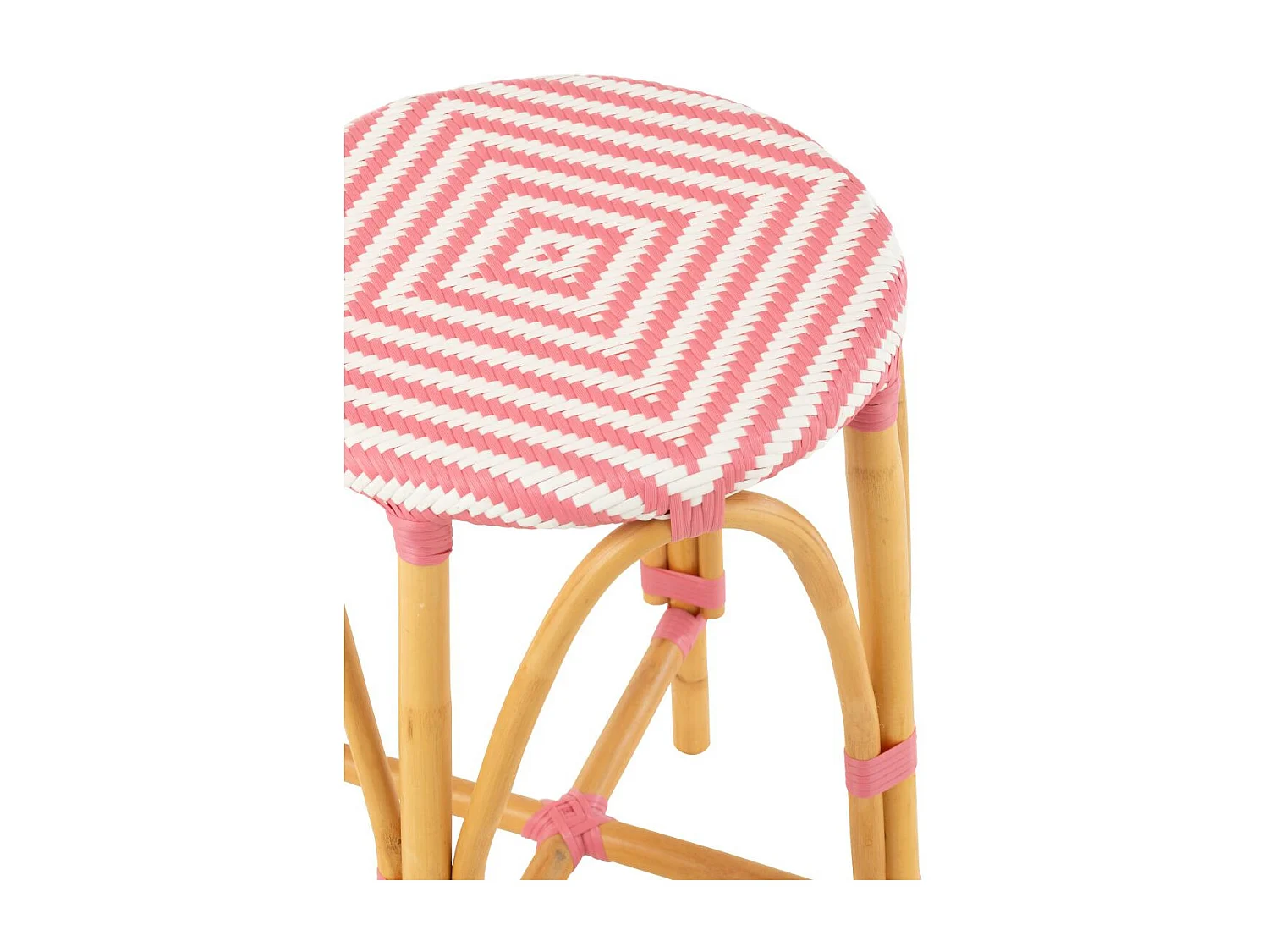 Tabouret de Bar en Rotin "Danial" 65cm Rose