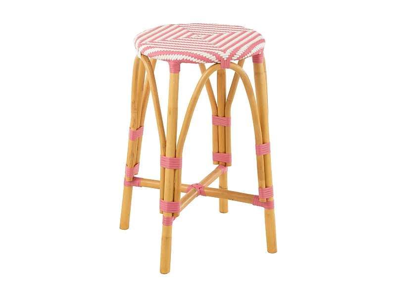 Tabouret de Bar en Rotin "Danial" 65cm Rose