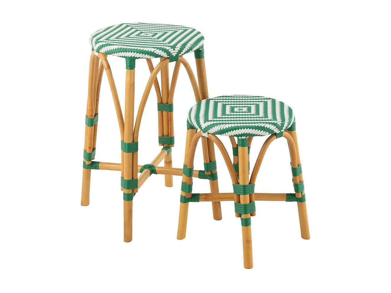 Tabouret de Bar en Rotin "Danial" 65cm Vert Foncé