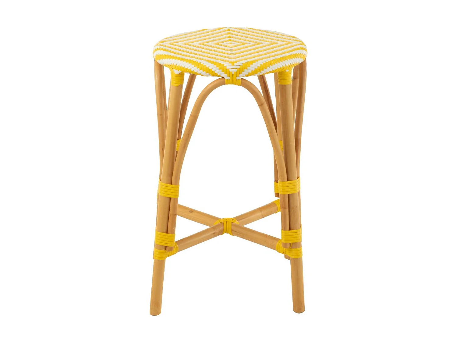 Tabouret de Bar en Rotin "Danial" 65cm Jaune