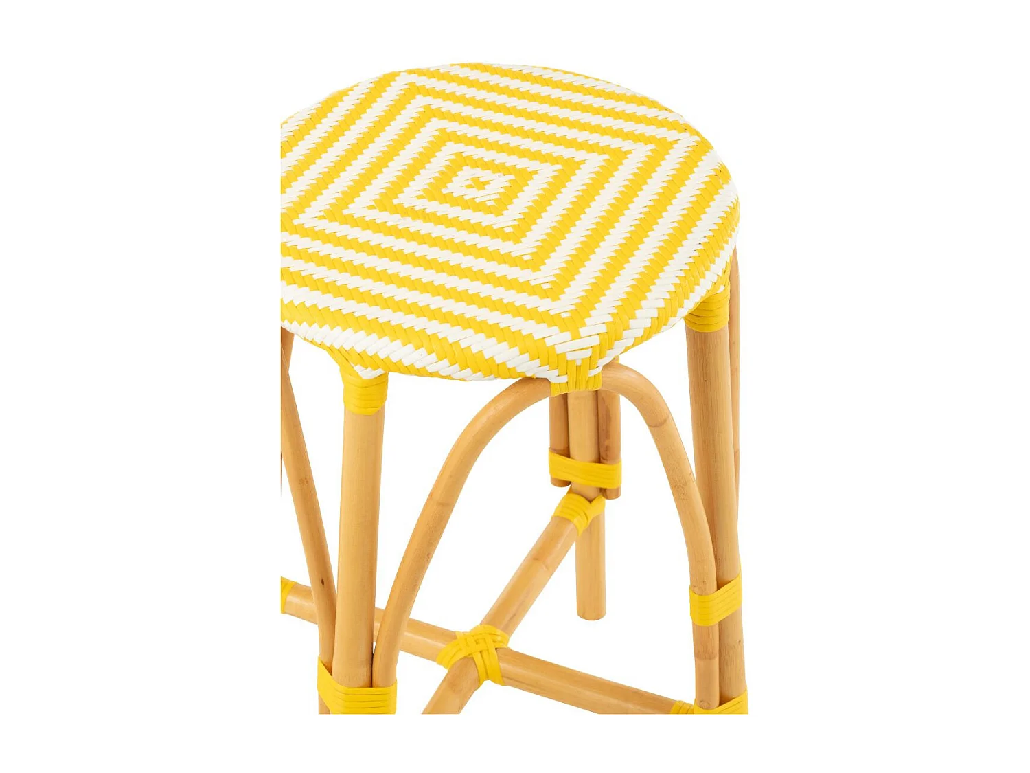 Tabouret de Bar en Rotin "Danial" 65cm Jaune