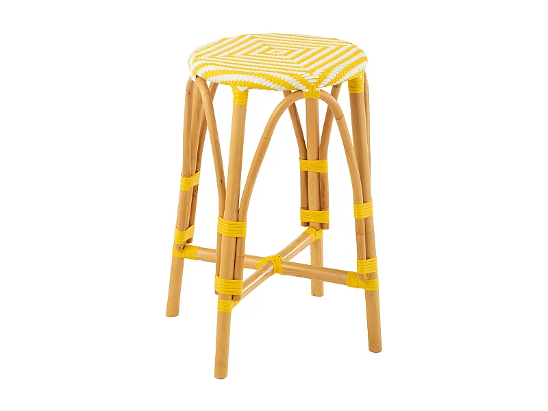 Tabouret de Bar en Rotin "Danial" 65cm Jaune