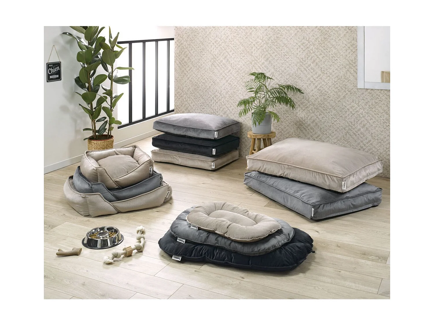 Coussin Pour Chien & Chat Velours "Crafty" 69cm Noisette