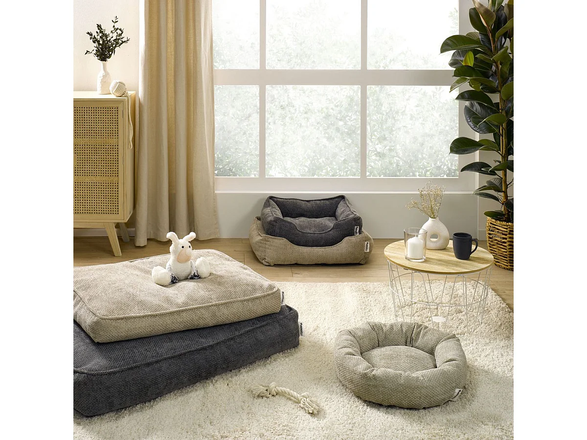 Panier pour Chien & Chat en Velours "Granit" 55cm Lin