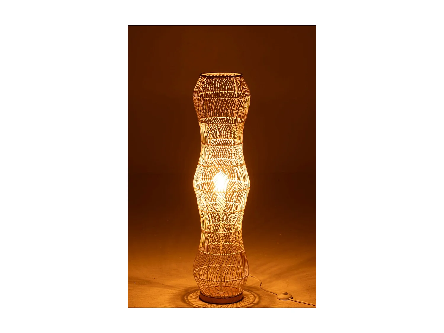 Lampadaire Torsade en Rotin "Etta" 101cm Blanc