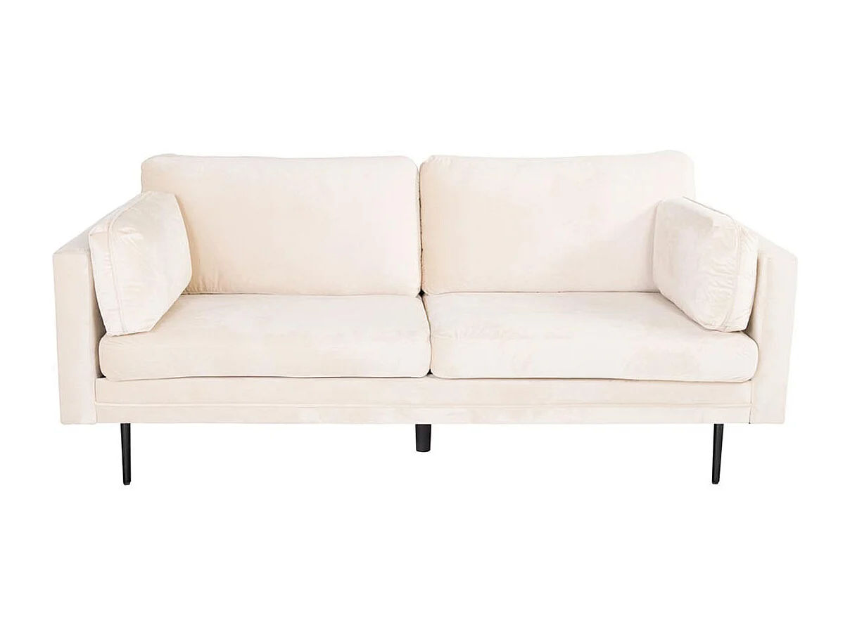 Canapé 3 Places en Velours "Boom" 203cm Beige & Noir