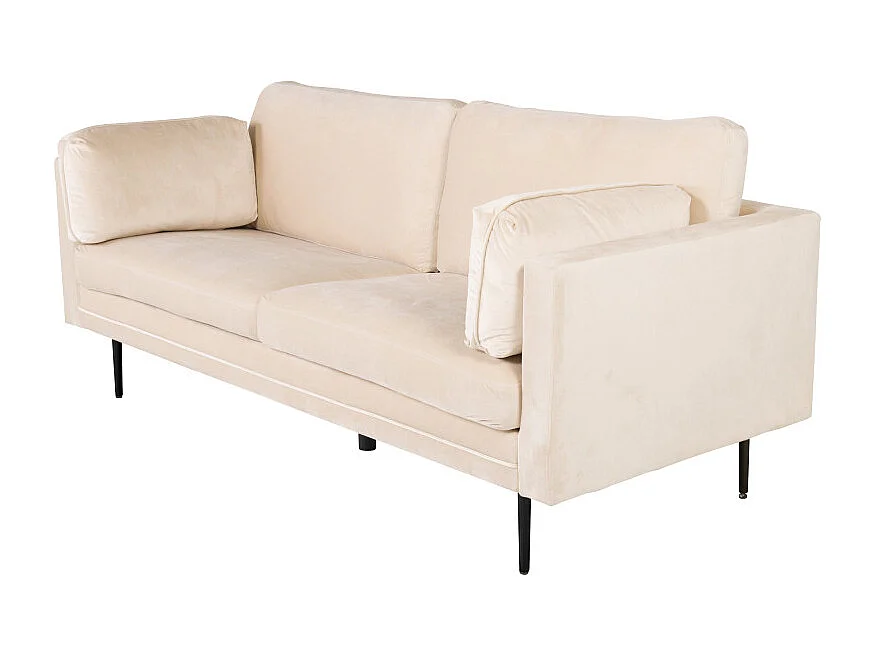 Canapé 3 Places en Velours "Boom" 203cm Beige & Noir