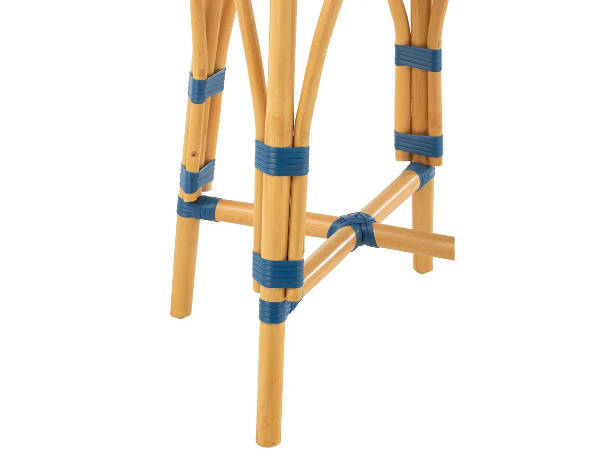 Tabouret de Bar en Rotin "Danial" 65cm Bleu