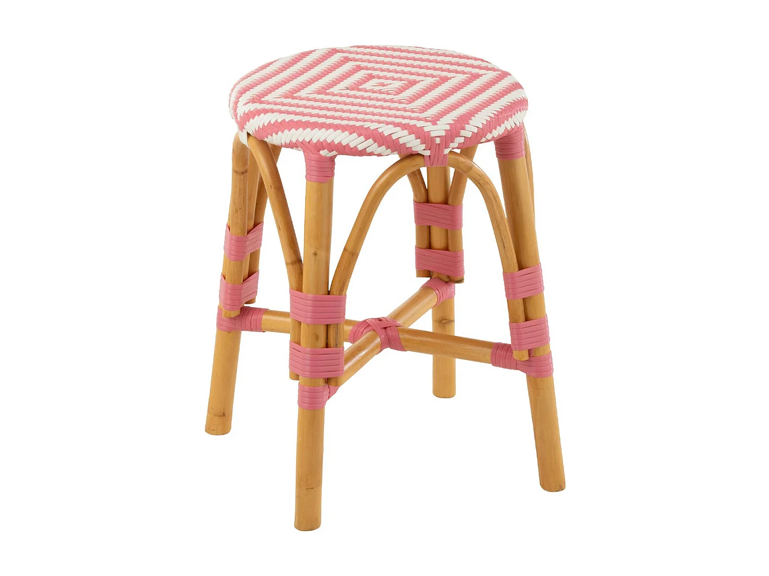 Tabouret en Rotin "Danial" 44cm Rose