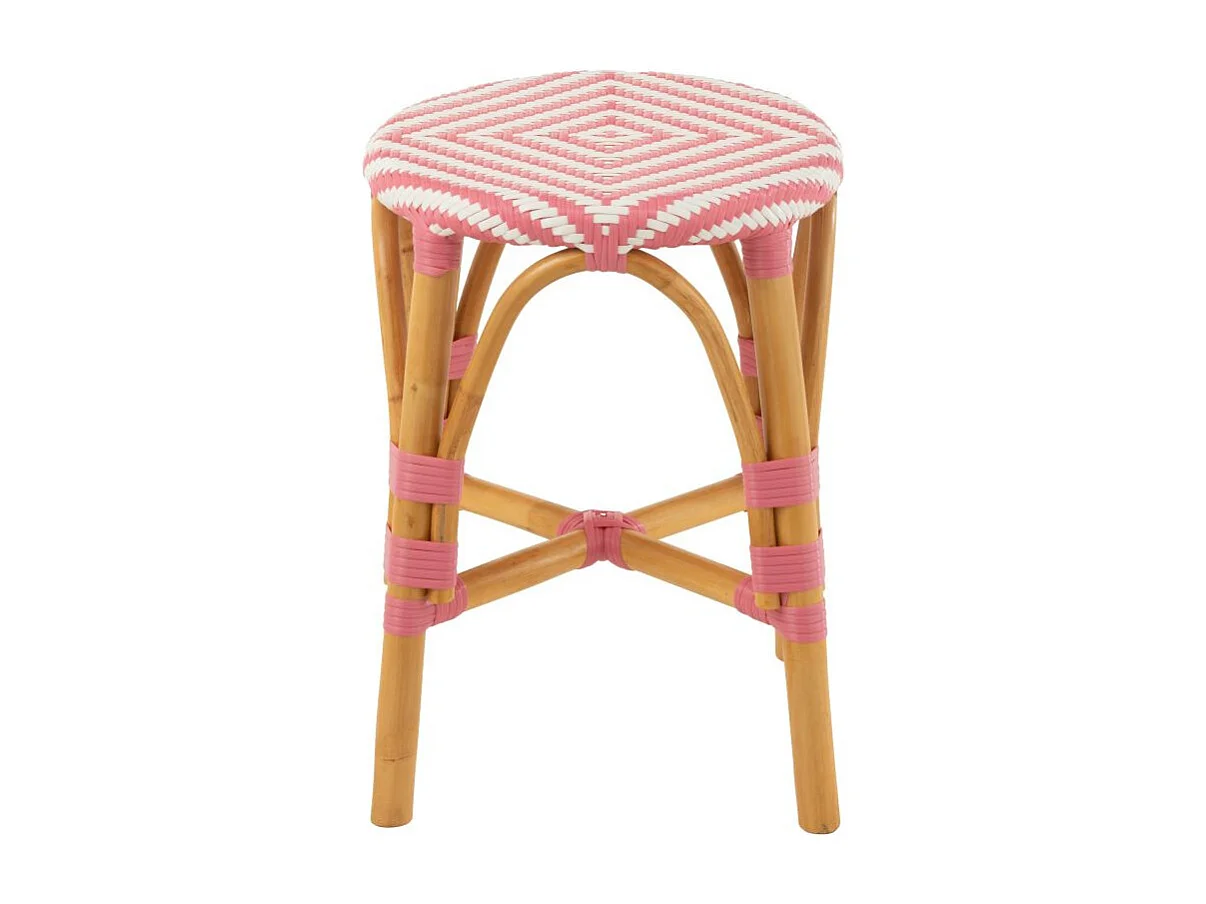 Tabouret en Rotin "Danial" 44cm Rose