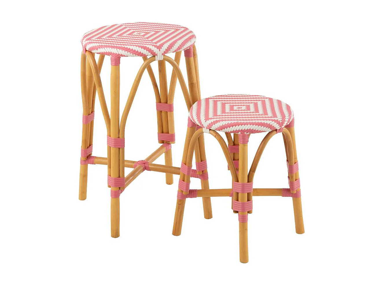Tabouret en Rotin "Danial" 44cm Rose