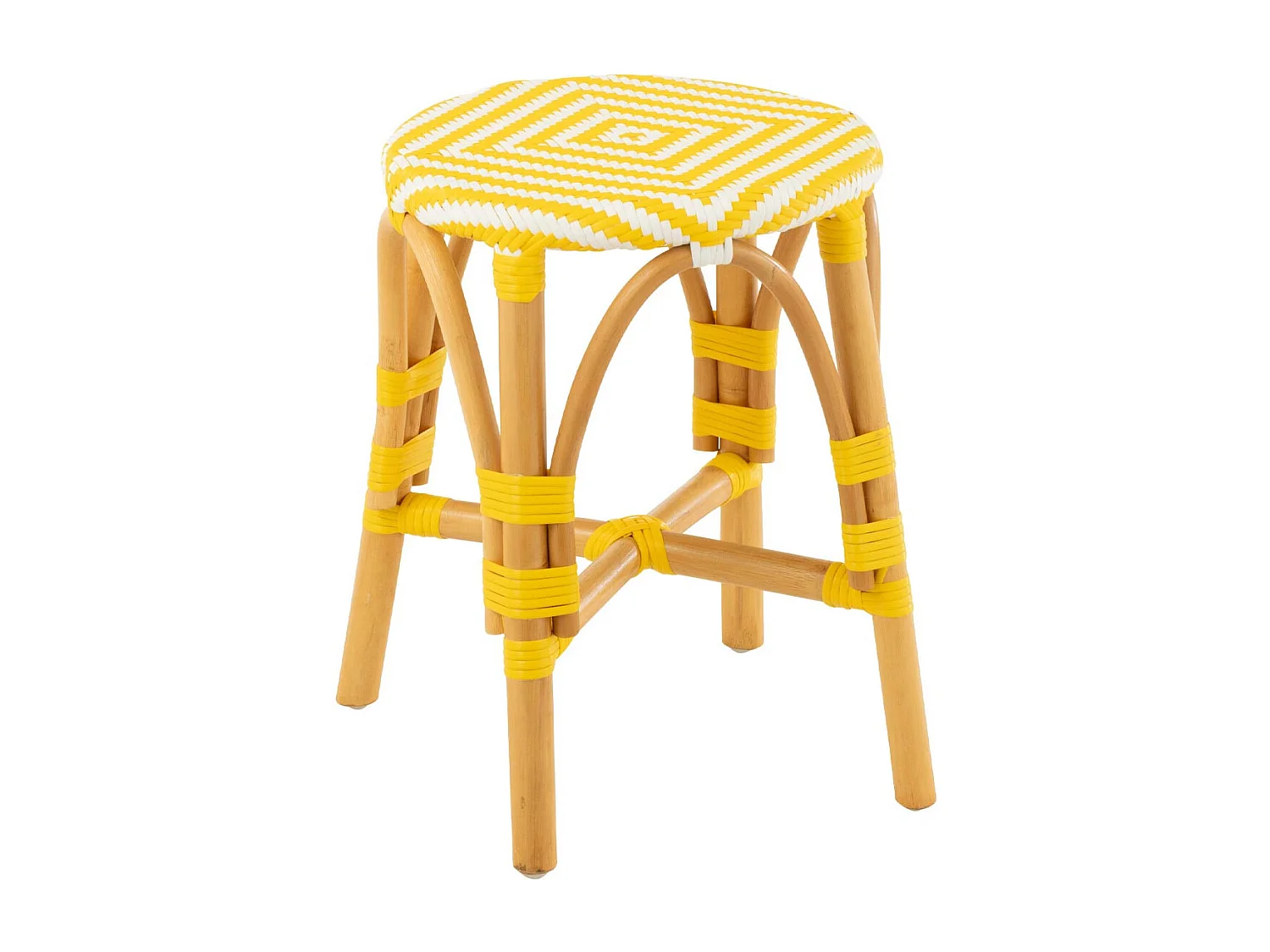 Tabouret en Rotin "Danial" 44cm Jaune