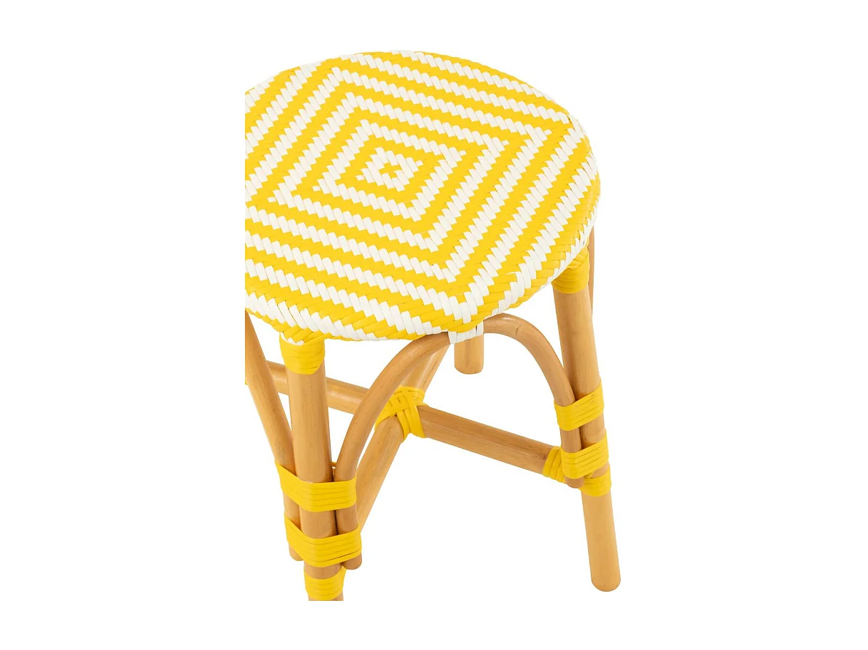 Tabouret en Rotin "Danial" 44cm Jaune