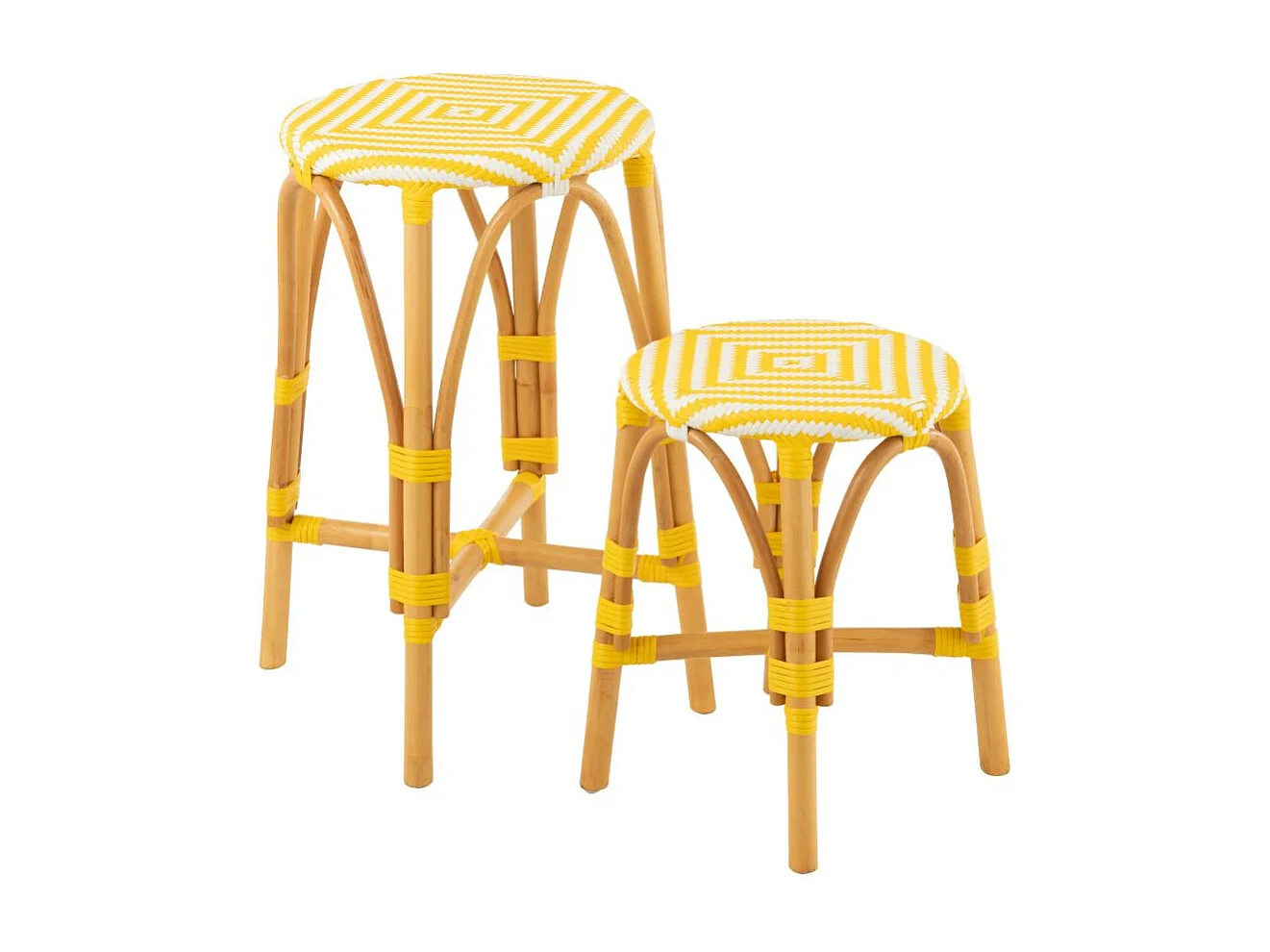 Tabouret en Rotin "Danial" 44cm Jaune