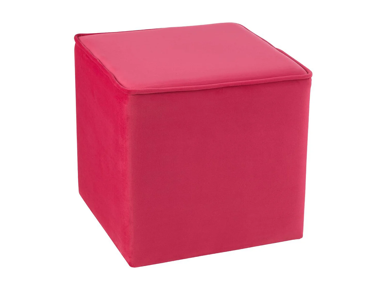 Pouf Carré en Velours "Pumpkin" 37cm Rose Vif
