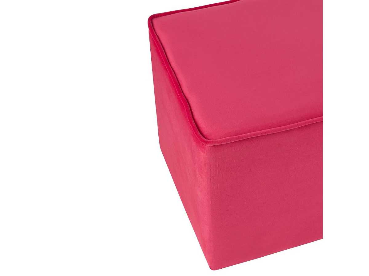 Pouf Carré en Velours "Pumpkin" 37cm Rose Vif