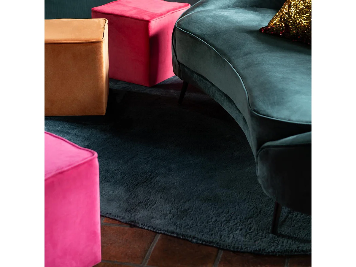 Pouf Carré en Velours "Pumpkin" 37cm Rose Vif