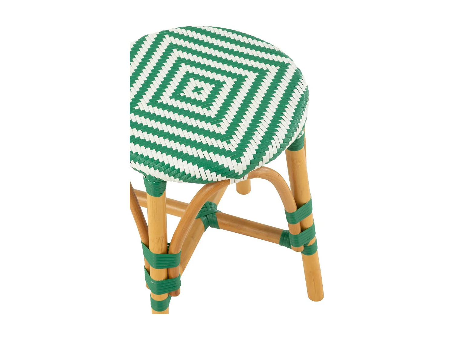 Tabouret en Rotin "Danial" 44cm Vert Foncé