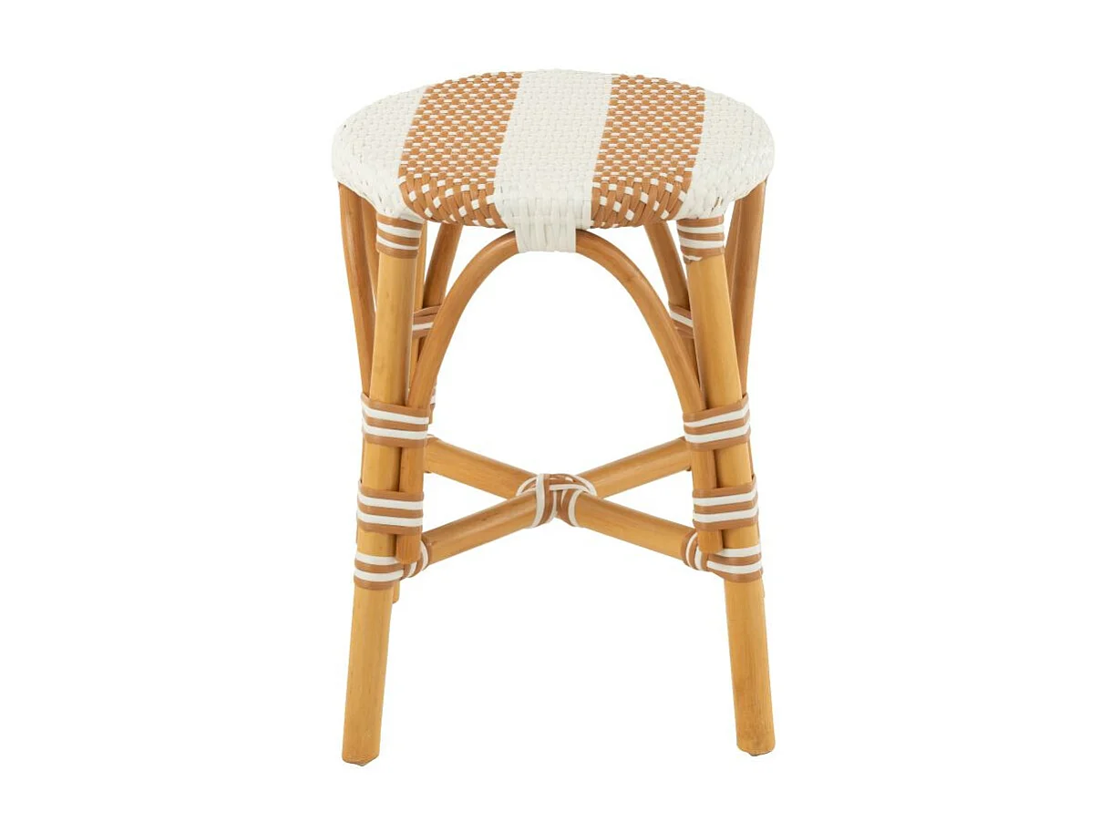 Tabouret en Rotin "Danial" 44cm Blanc