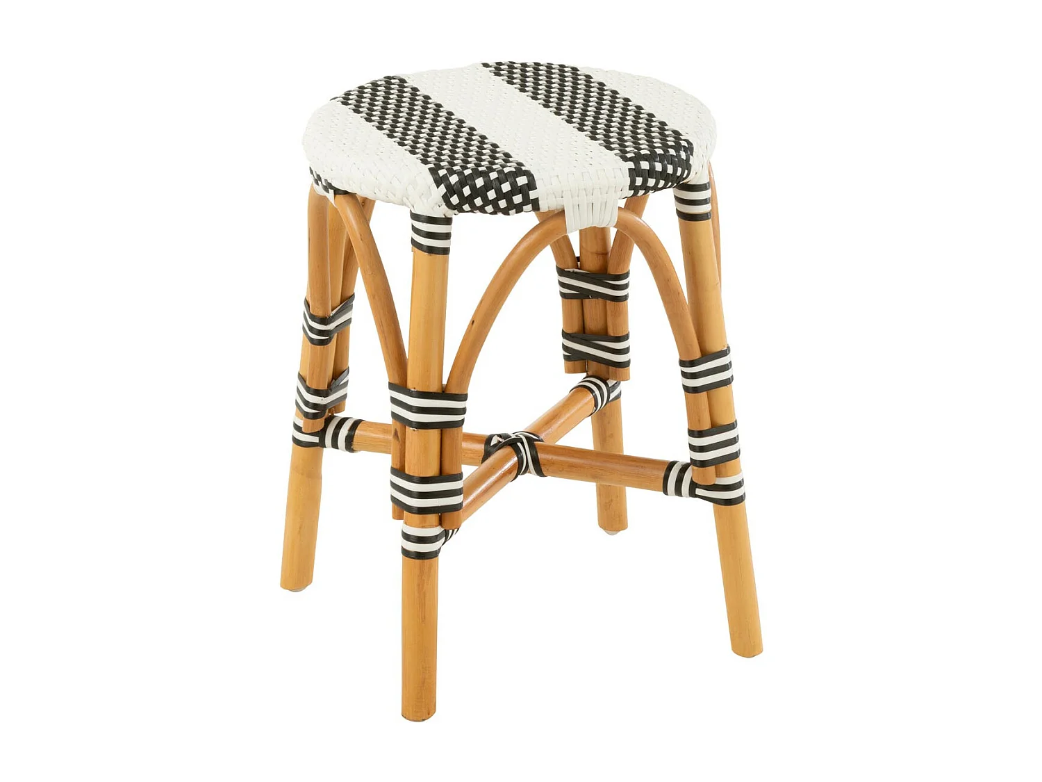 Tabouret en Rotin "Danial" 44cm Noir