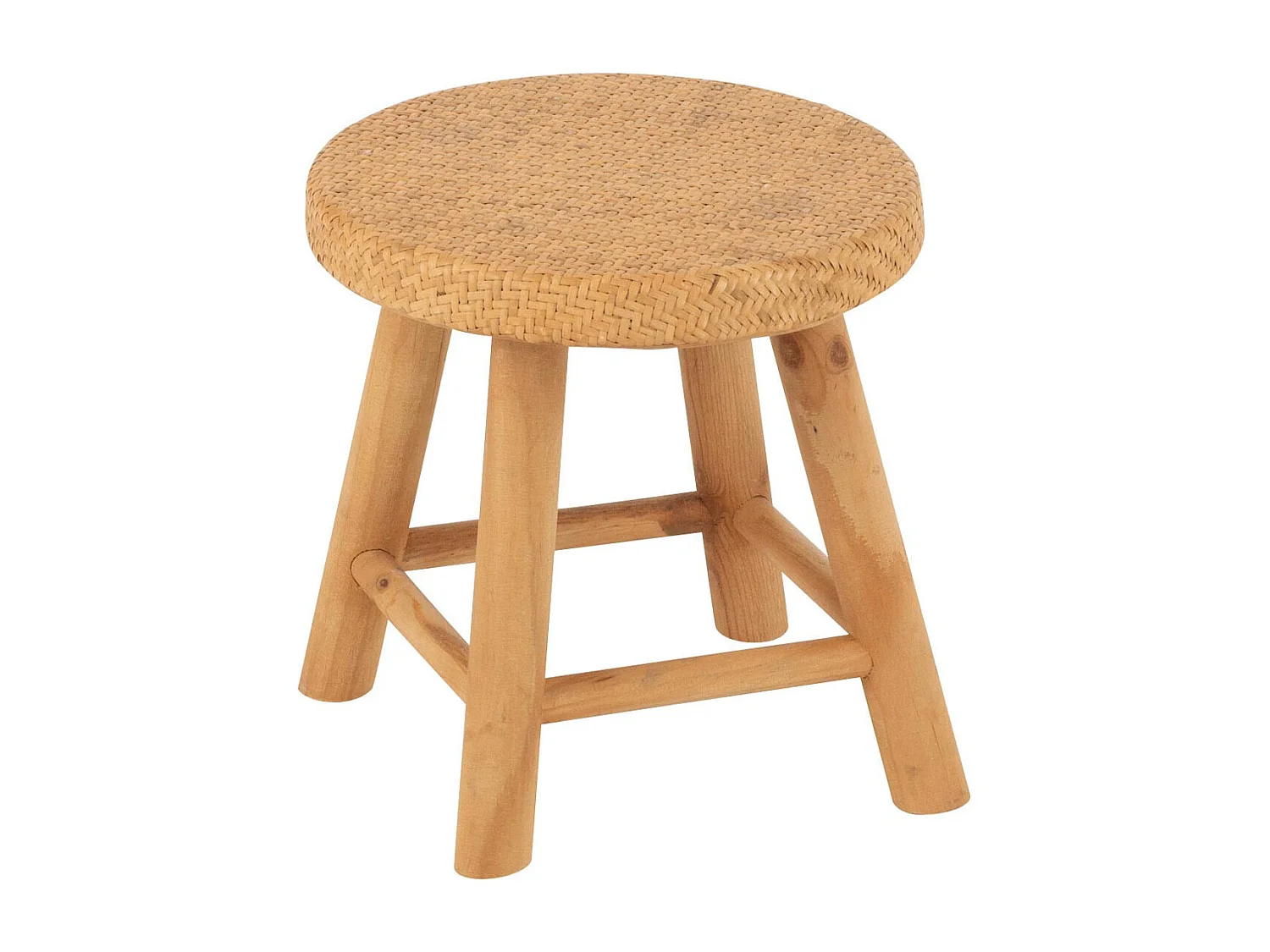 Tabouret Rond Cannage en Rotin "Malinda" 29cm Naturel
