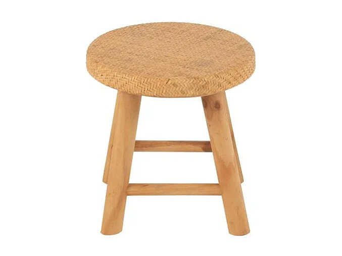 Tabouret Rond Cannage en Rotin "Malinda" 29cm Naturel