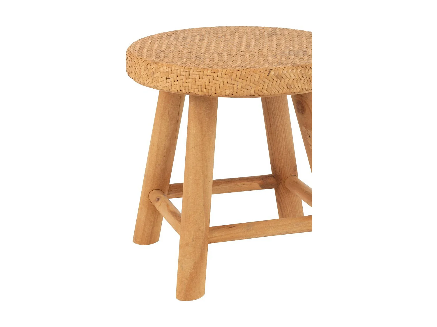 Tabouret Rond Cannage en Rotin "Malinda" 29cm Naturel