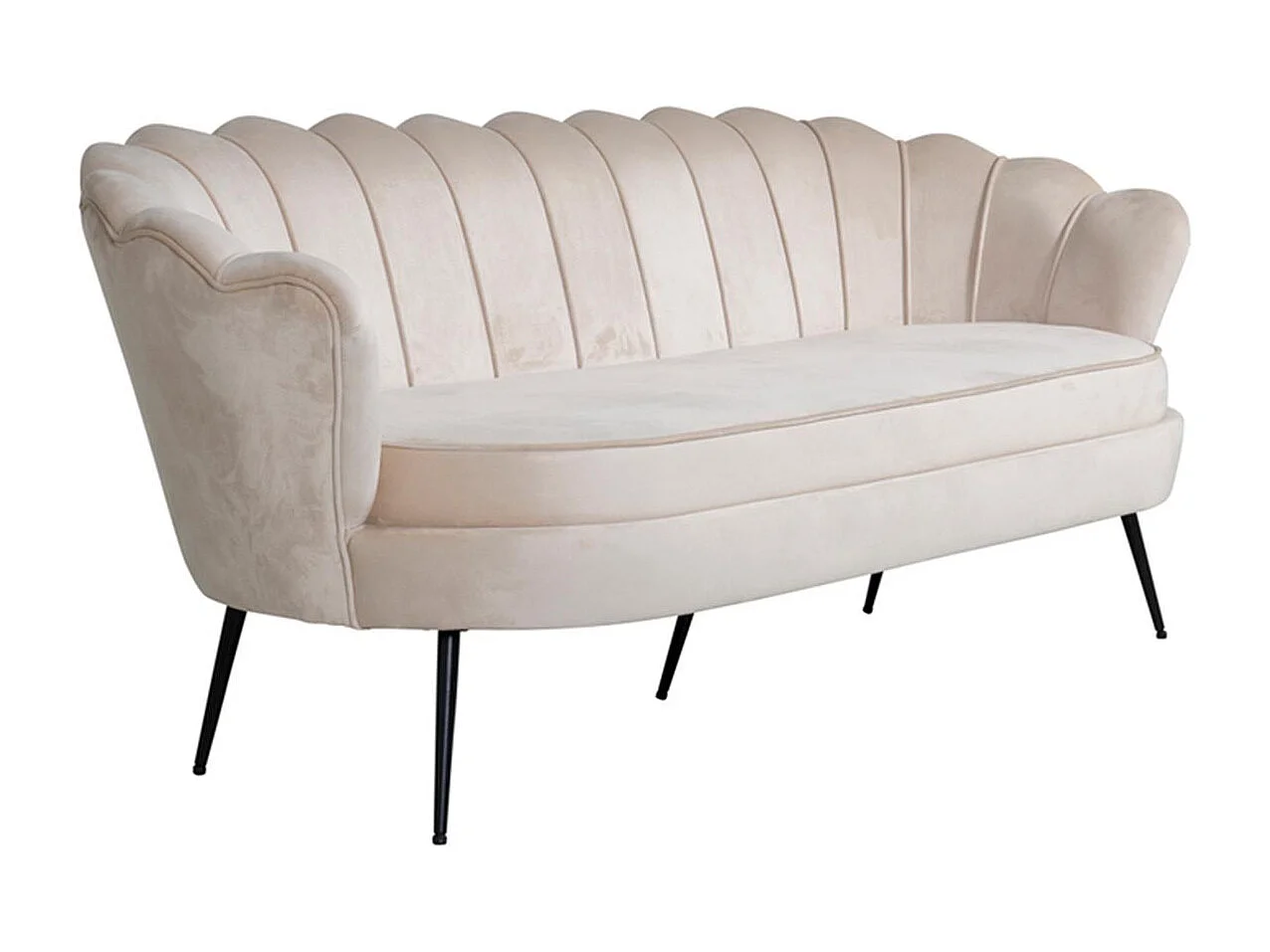 Canapé 3 Places en Velours "Calais" 180cm Beige