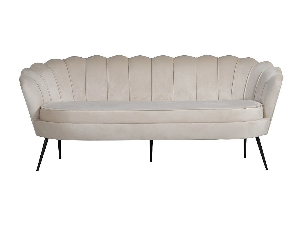 Canapé 3 Places en Velours "Calais" 180cm Beige