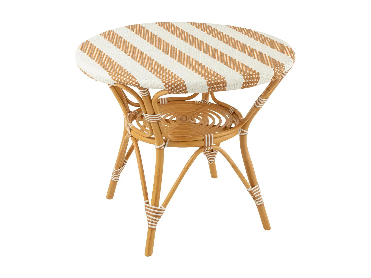 Table à Manger en Rotin "Danial" 90cm Blanc