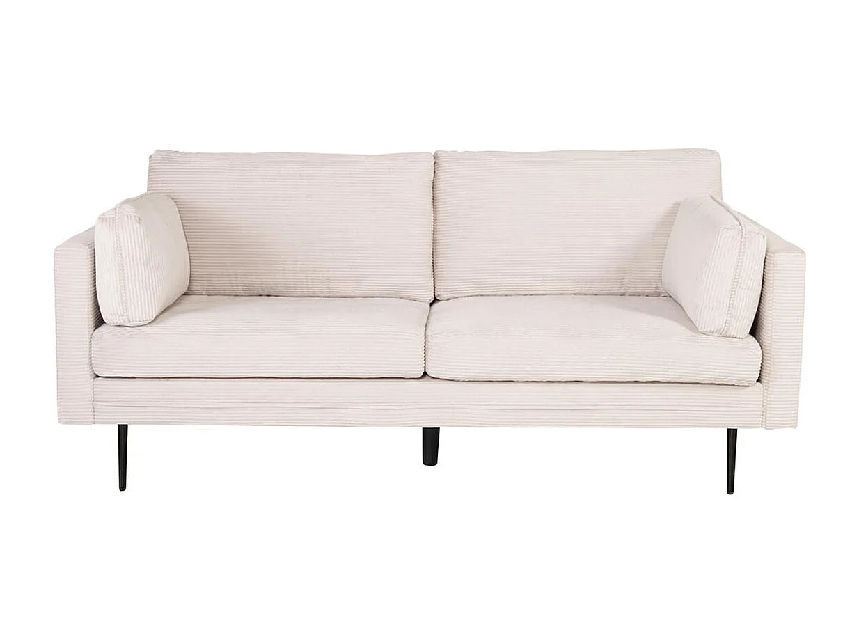 Canapé 3 Places en Velours Côtelé "Boom" 203cm Beige Clair