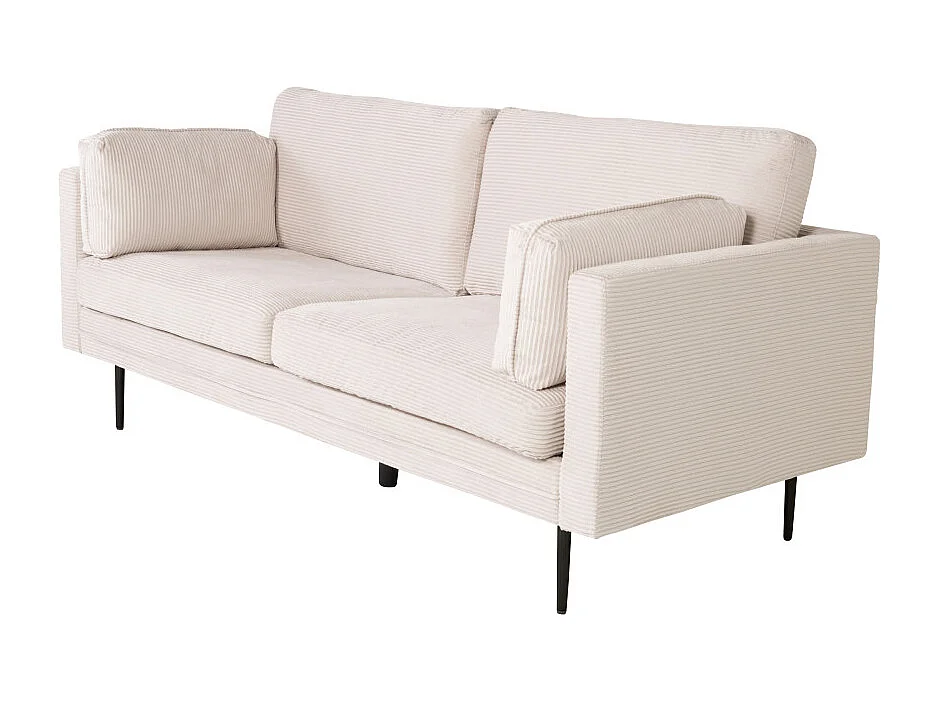 Canapé 3 Places en Velours Côtelé "Boom" 203cm Beige Clair