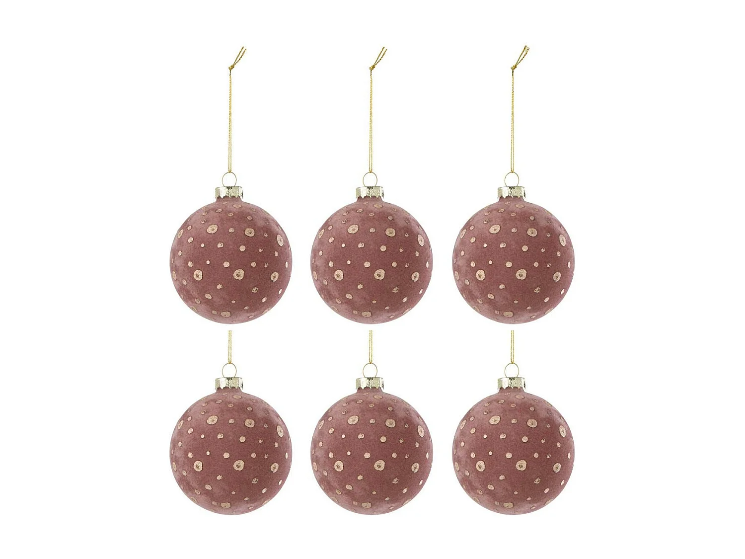 Lot de 6 Boules de Noël Velours "Ely" 8cm Rose