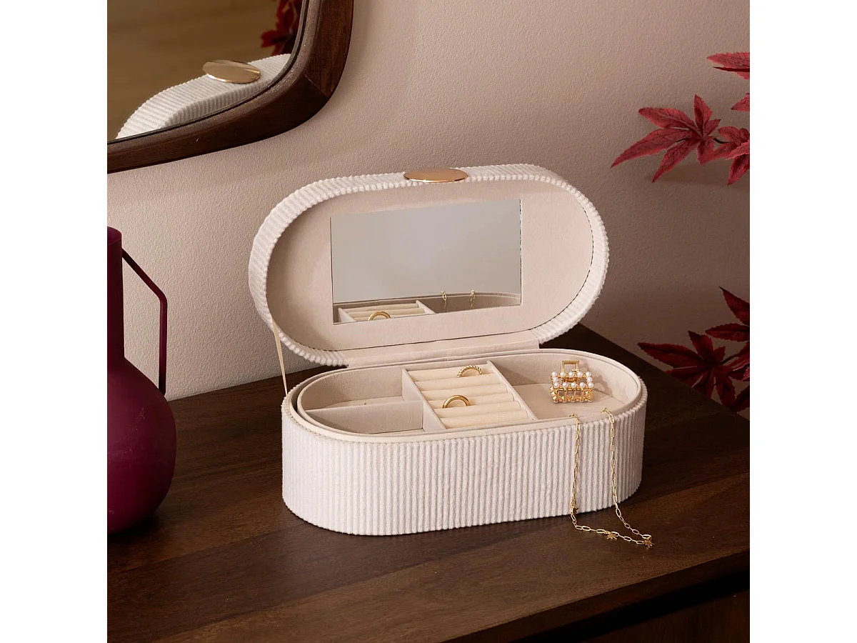 Boîte à Bijoux en Velours "Enya" 25cm Beige