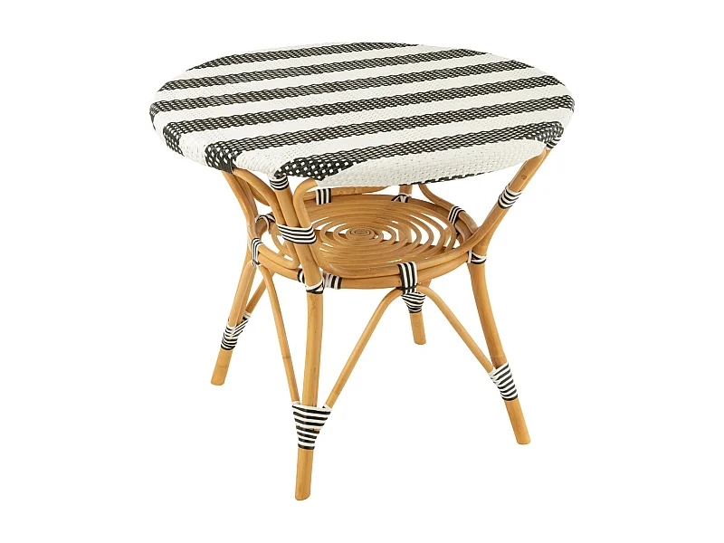 Table à Manger en Rotin "Danial" 90cm Noir