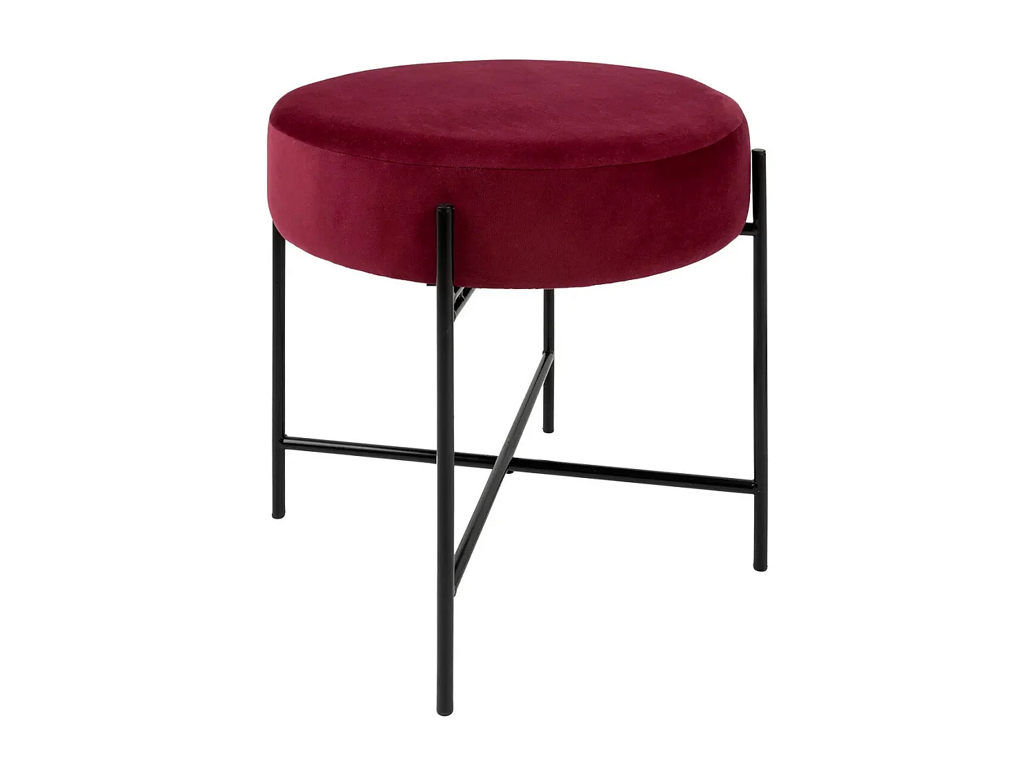 Tabouret Rond en Velours "Arty" 47cm Rouge Rubis