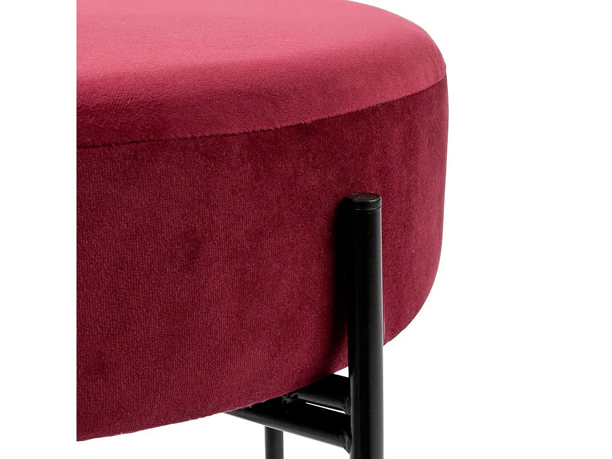 Tabouret Rond en Velours "Arty" 47cm Rouge Rubis