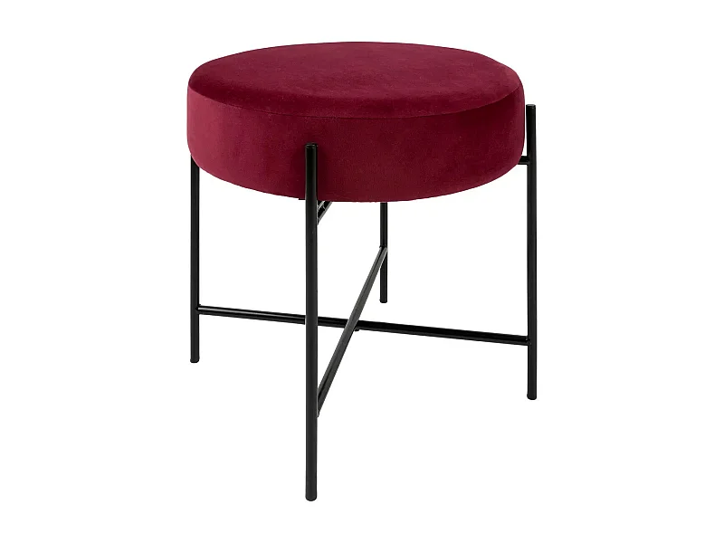 Tabouret Rond en Velours "Arty" 47cm Rouge Rubis