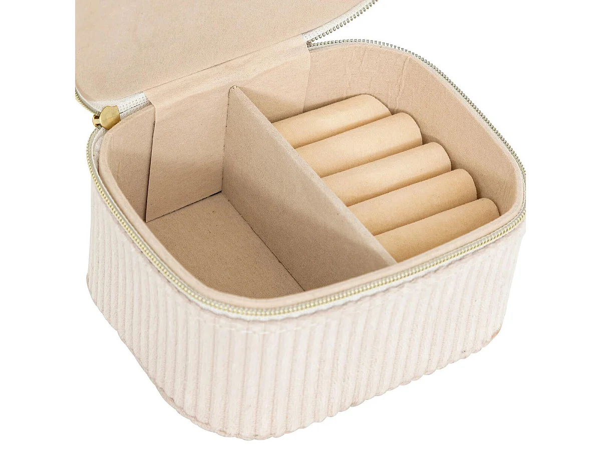 Boîte à Bijoux en Velours "Enya" 11cm Beige