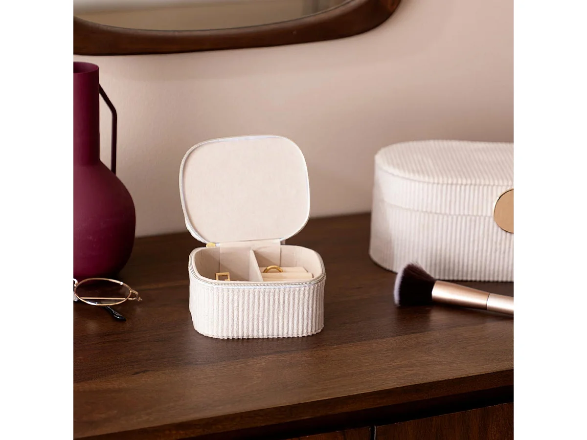 Boîte à Bijoux en Velours "Enya" 11cm Beige