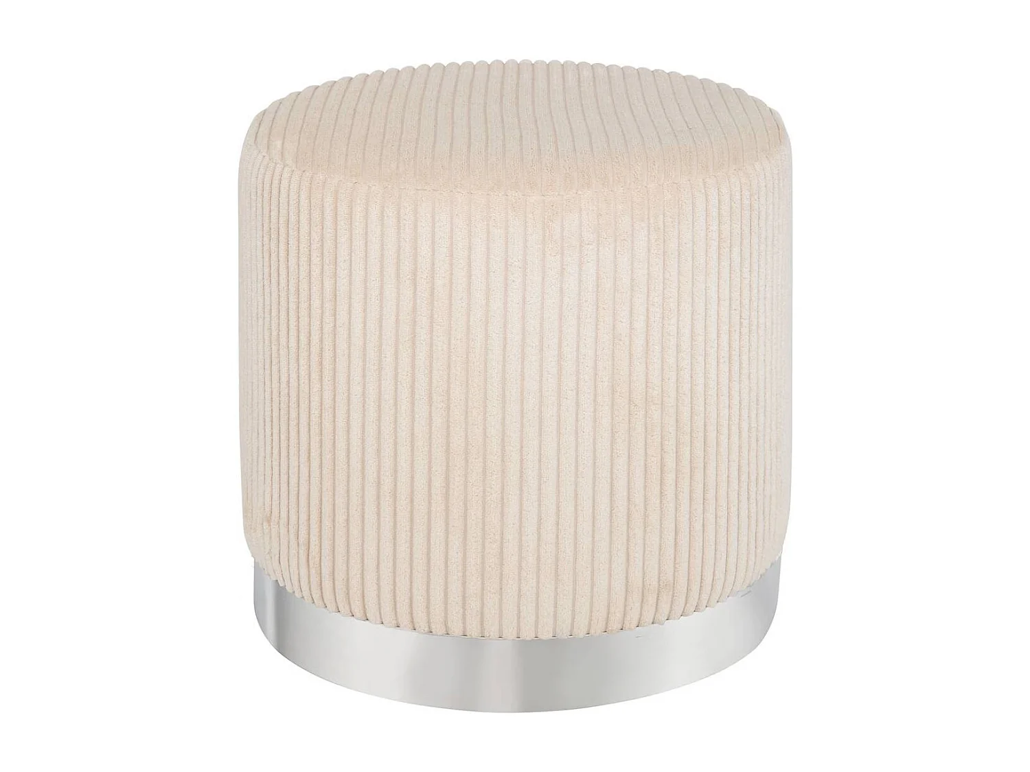 Pouf en Velours Côtelé "Sylia" 38cm Ivoire