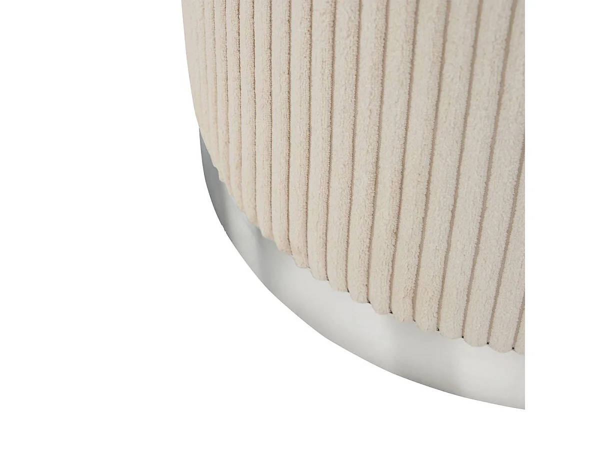 Pouf en Velours Côtelé "Sylia" 38cm Ivoire